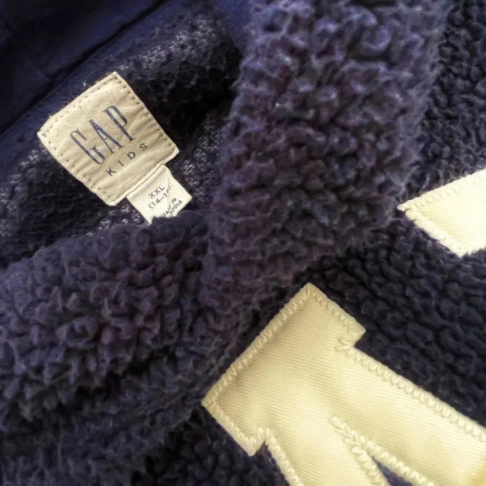 Gap Kids Boys Blue Fleece Hoodie Sherpa Sweater Pullover Longsleeve Size XXL